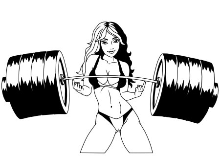 Зарисовка девушка со штангой
