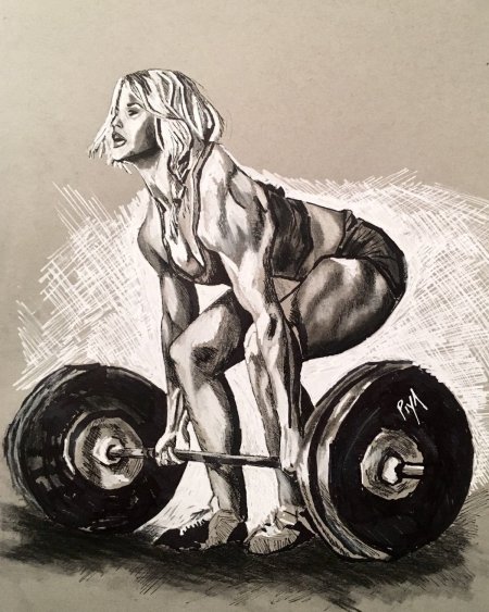 Спортивные девушки со штангой