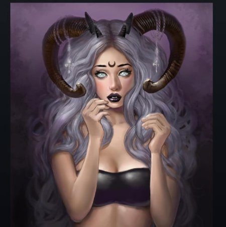 Девушка с рожками