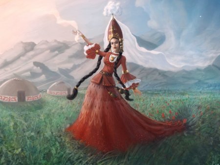 Казахская девушка в национальном