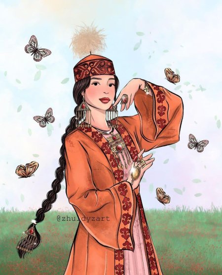 Национальный костюм казахов рисунок