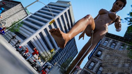 Гигантская голая женщина в городе