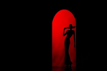 Силуэт девушки на черном фоне