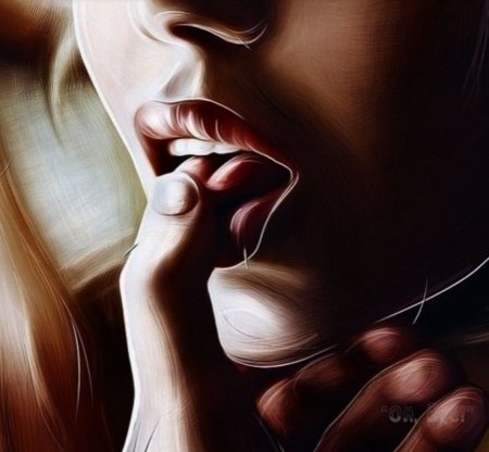 Облизывает палец