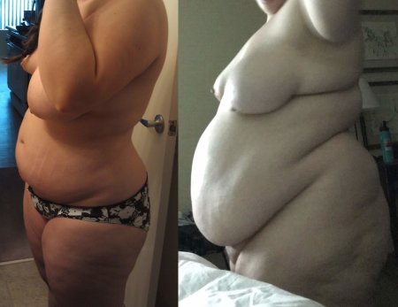 Огромное голое пузо feedee