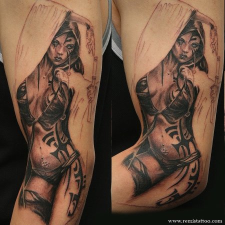 Тату с изображением девушки для женщин