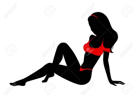 Силуэт девушки на Красном фоне