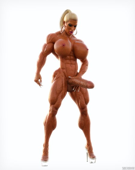 Накаченная девушка futanari