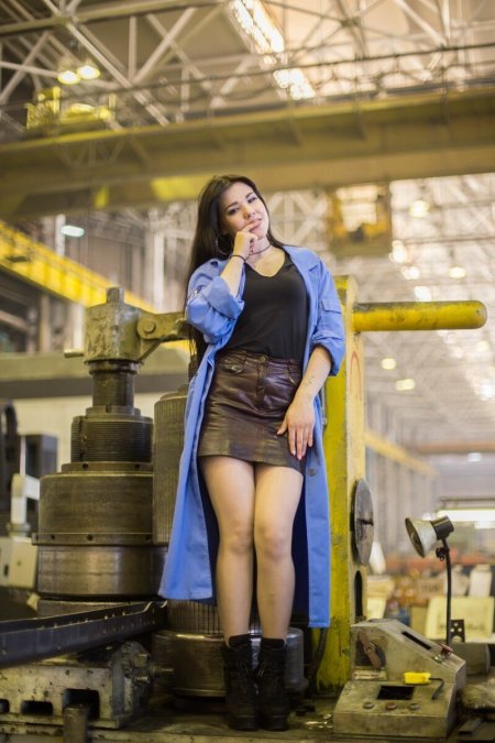 Фотосессия девушек на заводе