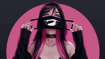 Аниме девушка в маске