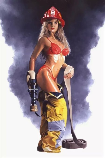 Девушка в каске пожарного