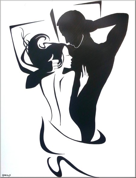 Картина силуэт мужчины и женщины