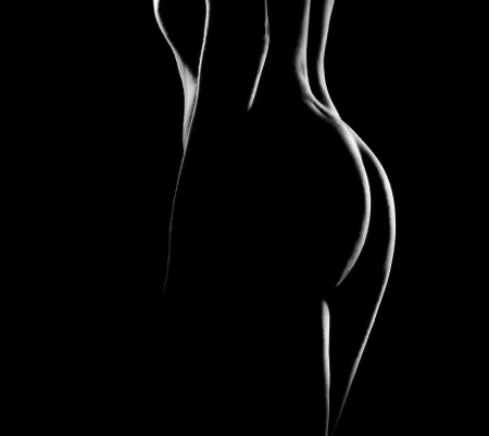 Картина силуэт женского тела в воде