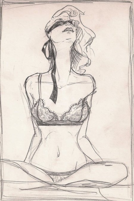 Девушка карандашом