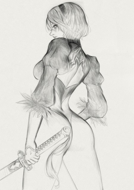 2b NIER Automata скетч