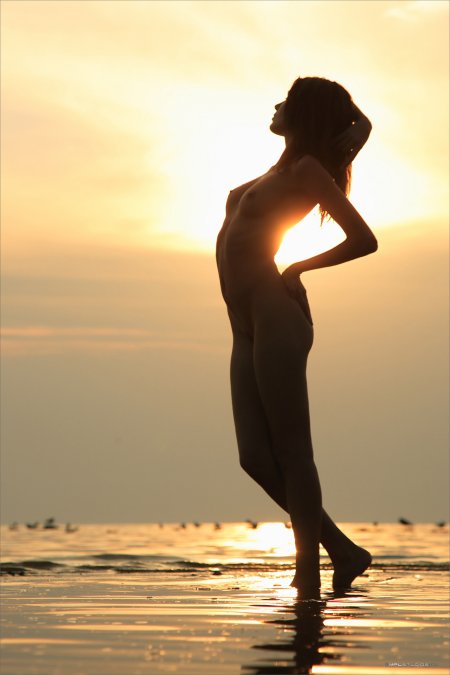 Ню на фоне заката