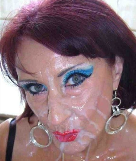 Камшот на лицо яркий макияж
