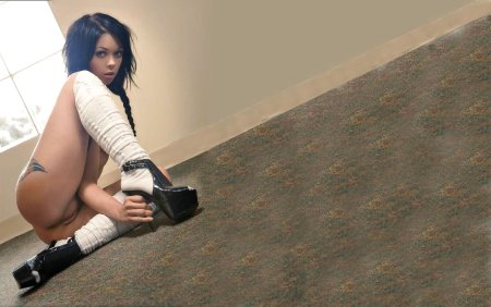 Девушка в белых сапогах nude