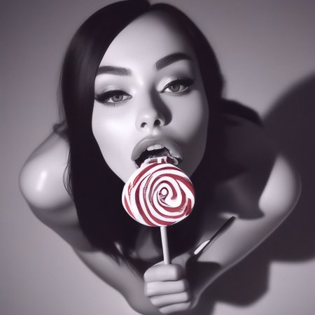 Девушка сосет леденец