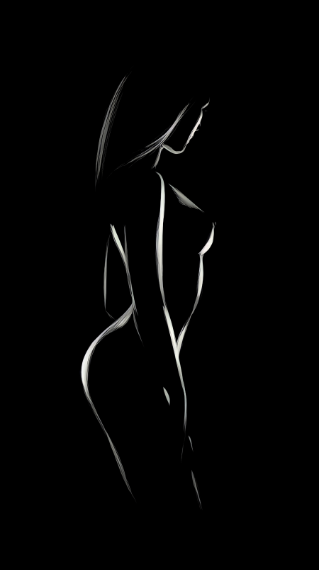Женский силуэт на черном фоне