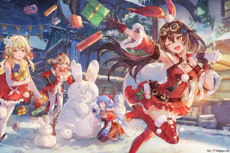 Новогодний арт Геншин Импакт