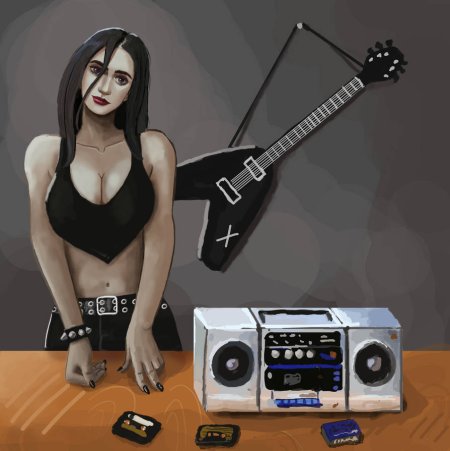 Rock girl с голой грудью