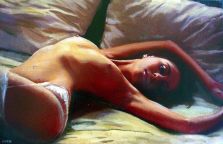 Селфи девушек в кровати ню