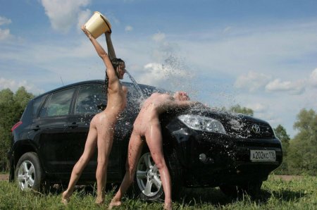 Голые женщины на природе с авто