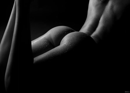 Красивая молодая голая попа чб