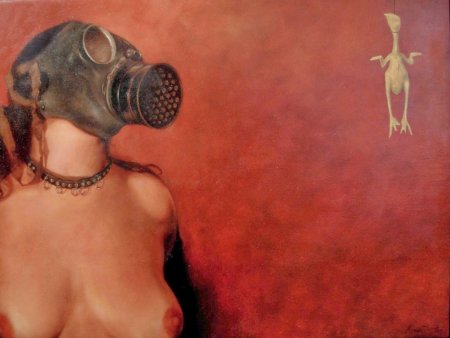 Голые девки в противогазе