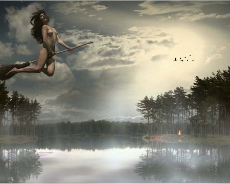 Голые ведьмочки на метле