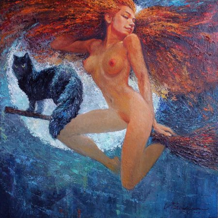 Ню с котом живопись