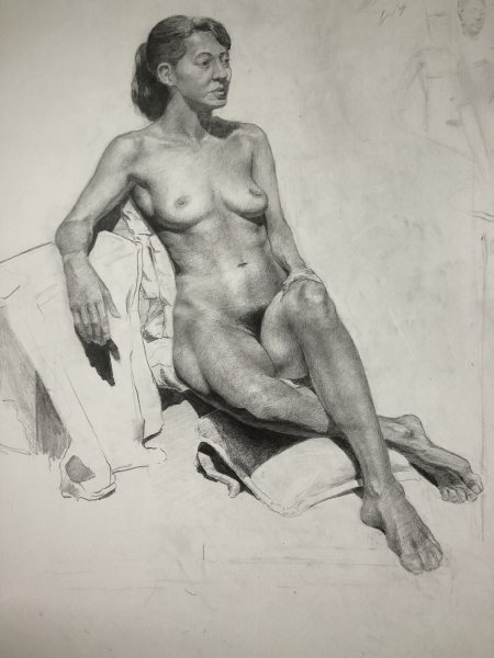 Рисование голой женщины с натуры