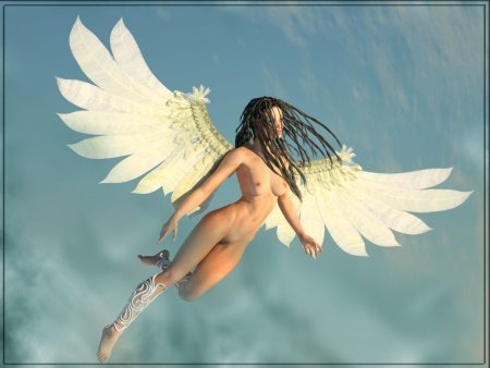 Юный голый ангел с крыльями