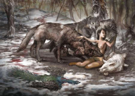 Волк и девушка