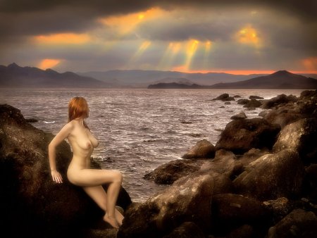 Красивые обнажённыедевушки закат