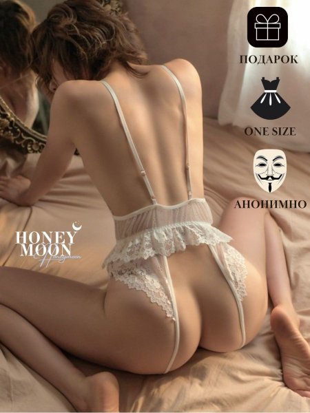 Эротический кружевной комбинезон зеленый нуд