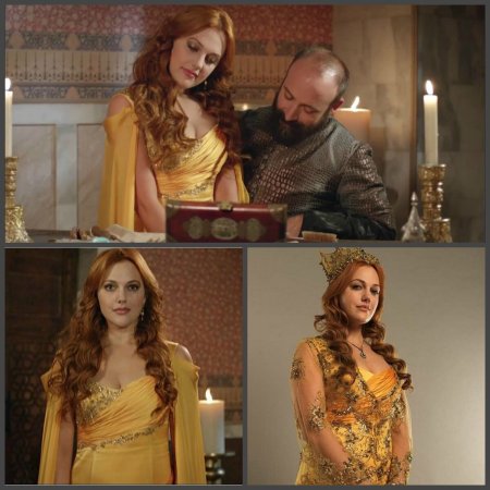 Хюррем Султан Мерьем Узерли в жёлтом платье