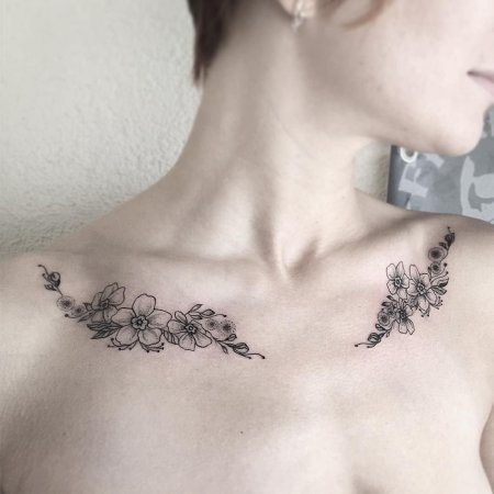 Тату на ключицах для девушек