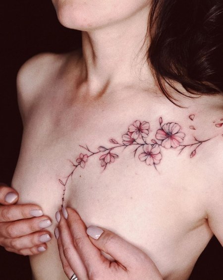 Тату на ключице женские