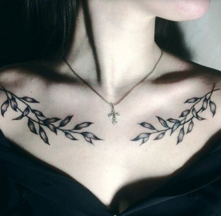 Тату на ключице для девушек