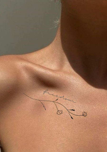 Тату веточки на ключице женские