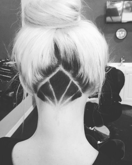Прическа с выбритым затылком