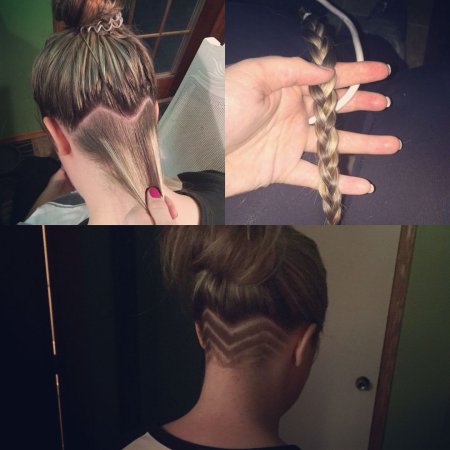 Прическа с выбритым затылком