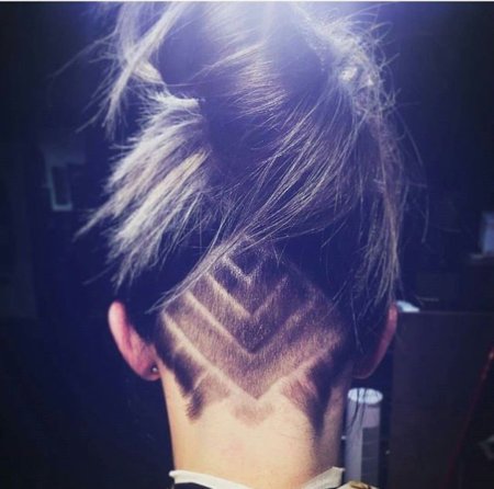Прическа с выбритым затылком