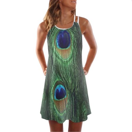 Шифон с принтом павлин