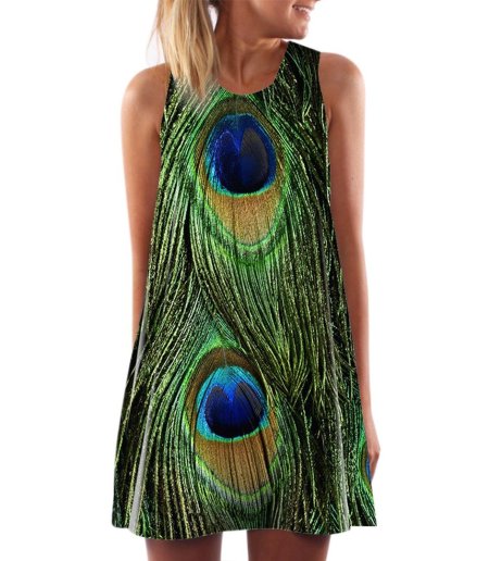 Платье с павлиньим принтом