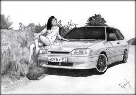 Ваз 2114 карандашом