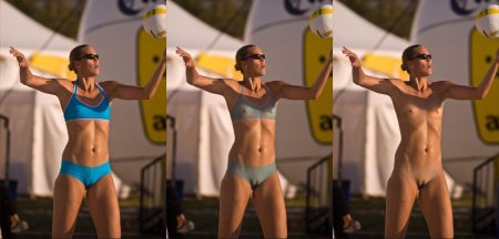 Голые пляжные волейболистки