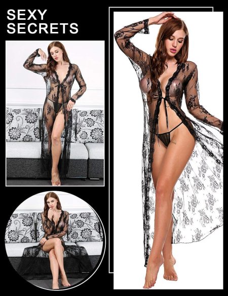 Прозрачный длинный пеньюар